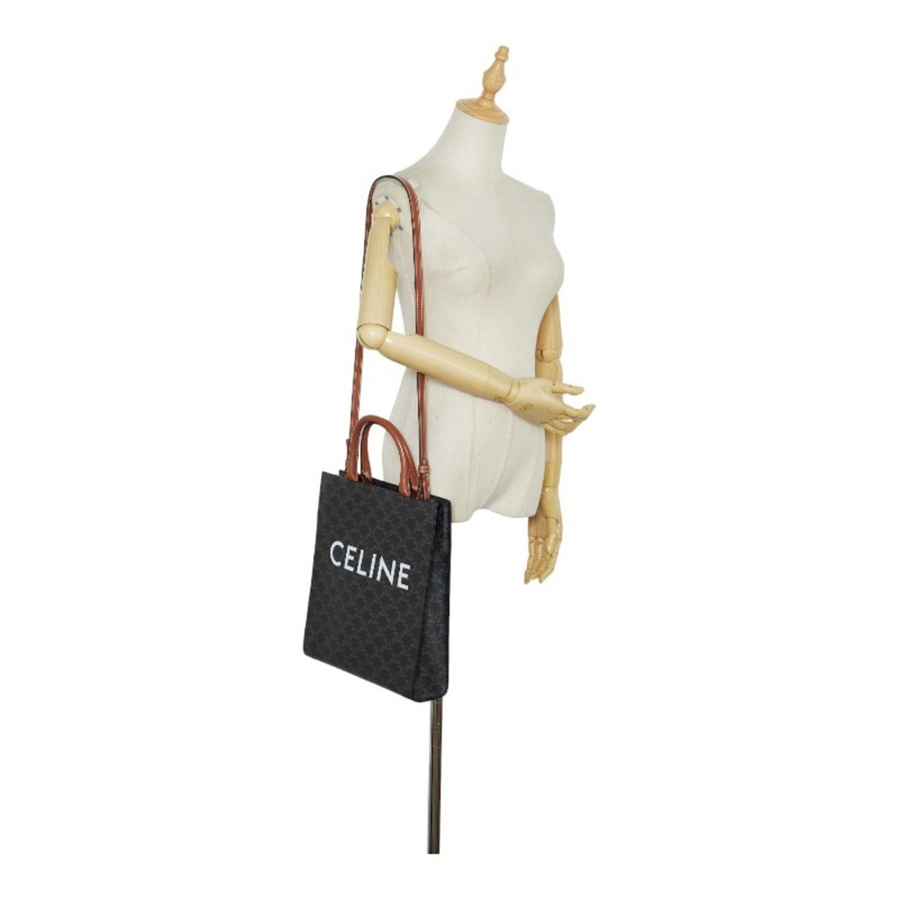 Celine Vertical Cover Small Triomphe Handbag Shoulder Bag Black Brown PVC Lea... - Picture 11 of 11